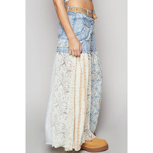 Denim Multi Woven floral print mixed POL Skirt