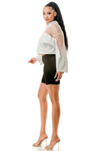 White Rhinestone Fishnet Hoodie