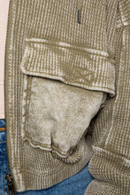 Sage Garment Dye Heavy Waffle Knit Hoodie Jacket