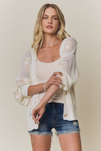 LIGHTWEIGHT FLORAL SWEATER CARDIGAN - CESW3607: IVORY / S-M-L(2-2-2)