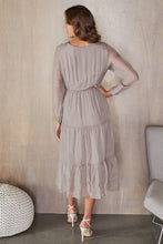 Light Mocha Ruffle Layered Long Sleeve Silk Venti Dress 7/7/23 6590