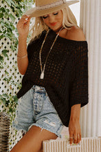 Black Fishnet Ribbed Round Neck Sweater 6/30/23 6573