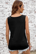 Black Laser Cut Slits Twist Front Tank Top 6/19/23 6445