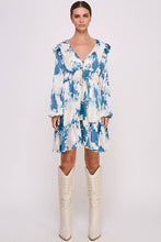 Blue Long Sleeve Mini Dress