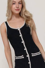 Black Ivory Sleeveless V-Neck Button Down Sweater Midi Dress