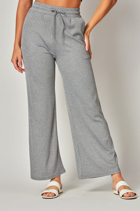 Heather Grey Stretchy Ribbed Drawstring Wide Leg Pants 5/22/25 9899