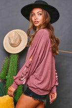 Mauve Washed Laser Cut Sweatshirt 7/27/23 6708