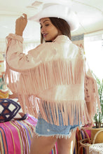 Blush Distressed Fringe Denim Jacket 7/18/23 6651