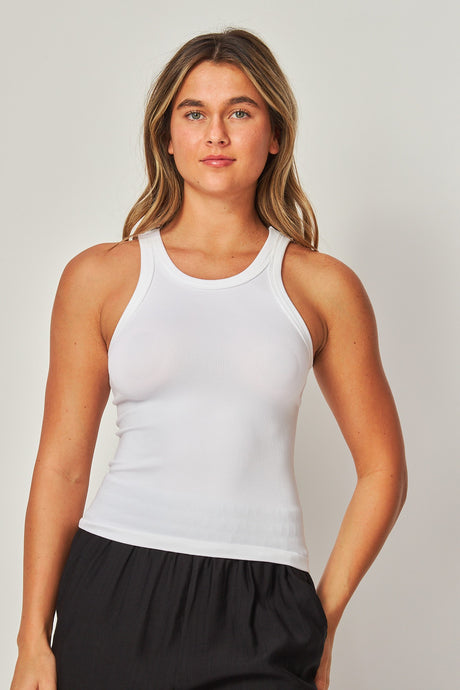 White Ink Fine Ribbed Seamless High Neck Tank Top 6/2/25 9946