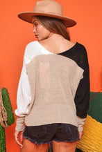 Black Ivory Tan Twist Color Block Sweater 7/18/23 6657