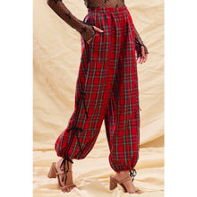 CHRISTMAS CHECKERED PLAID JOGGER TRACK PANTS: RED CHECK / M