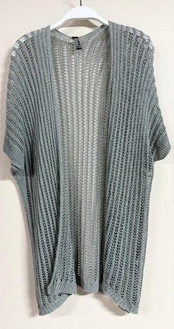 Army Green Crochet Open Knit Short Sleeve Ultra Soft Venti Cardigan 7/7/23 6603