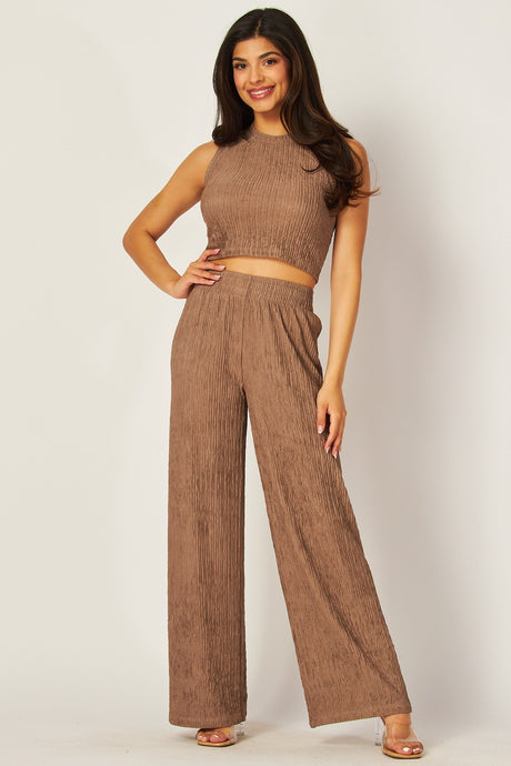 Coco Crinkle Cropped Top & Lounge Pants Set 2/14/25 9609