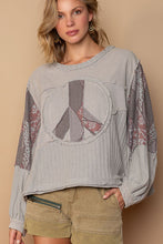 Grey Long Sleeve Cut Sew Peace Emblem Knit POL Top 11/16/23 7586