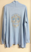 Sky Blue Sequin Skull Shawl Collar Venti Cardigan 9/14/23 7069