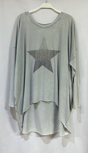 Light Grey Rhinestone Star Quarter Sleeve Hi Low Venti T Shirt 12/12/23 7743