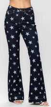 Dark High Waist All Over Star Print Rinse Wash Flare Judy Blue Jeans 8/18/23 6913