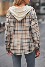 Apricot Pocket Plaid Long Sleeve Hoodie 8/7/23 6800