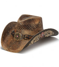 Brown Genuine Panama Straw Western Hat 8/28/23 6954