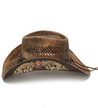 Brown Genuine Panama Straw Western Hat 8/28/23 6954