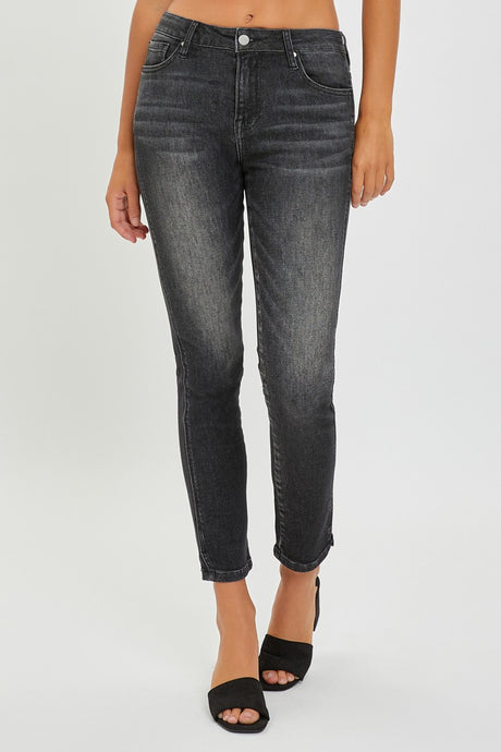 Black Plus Mid Ries Side Slit Ankle Skinny Risen Jeans 12/12/23 7668