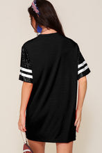 Black Sequin Game Day Oversized Top 8/17/23 6905