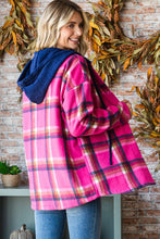 Magenta Checkered Hooded Button Down Shacket 8/25/23 6931