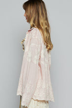 Pink Long sleeve crochet embroidered shirt POL top