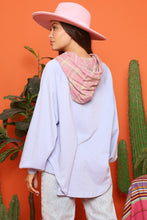 Light Blue Loose Fit Henley Flannel Hood Top 9/12/23 7003