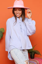 Light Blue Loose Fit Henley Flannel Hood Top 9/12/23 7003