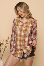 Rust Brick Color Block Plaid Shirt 9/12/23 6995