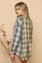 Olive Navy Color Block Plaid Shirt 9/12/23 6994