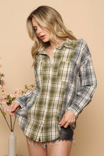 Olive Navy Color Block Plaid Shirt 9/12/23 6994