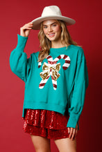 Green Sequin Candy Cane French Terry Sweatshirt 10/19/23 7216