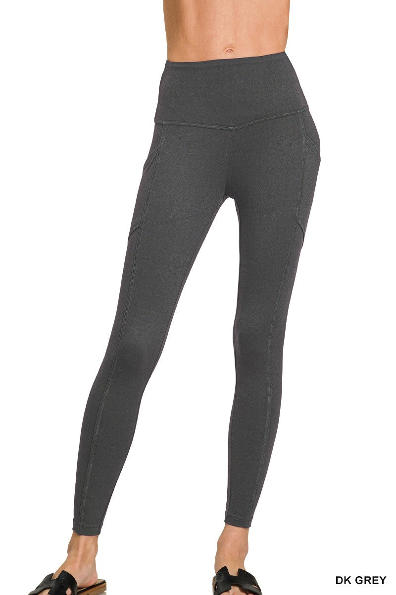 Dark Grey Brushed Microfiber Zenana Leggings 8/20/26 1394