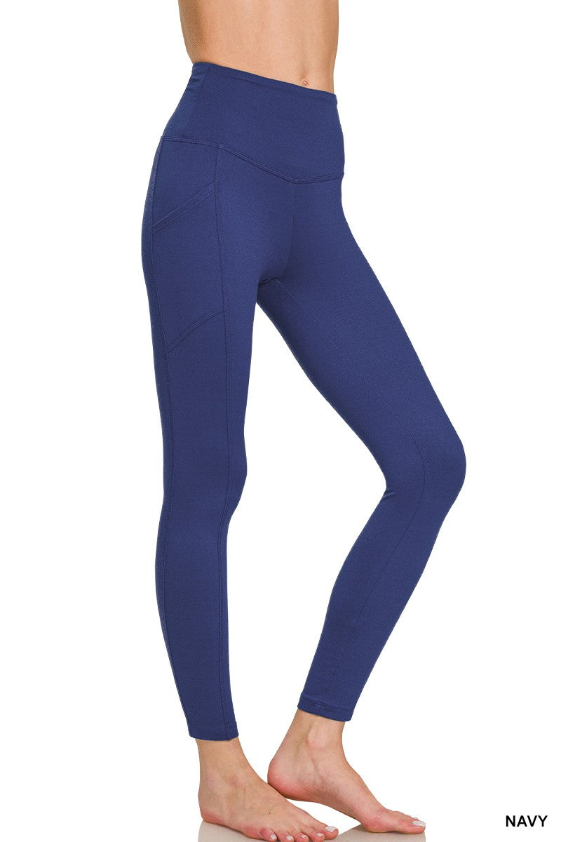 Navy Brushed Microfiber Zenana Leggings 8/20/26 1395
