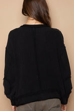 Black Front Pocket Balloon Sleeve Thermal POL Top 12/8/23 7690