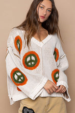 Cream V Neck Long Sleeve POL Sweater 12/27/23 7211