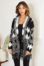 Black Ethnic Knit Open Midi Fringe Hem Venti Cardigan 9/14/23 7094