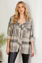 Black Beige Plaid Baby Corduroy Long Sleeve Venti Shacket 9/14/23 7093