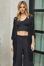 Black Crochet Short Sleeve Mid Length Venti Cardigan 9/14/23 7061