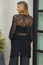 Black Crochet Short Sleeve Mid Length Venti Cardigan 9/14/23 7061