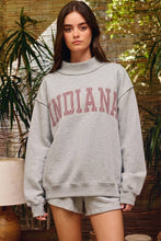 Heather Grey Crimson Stripe 'INDIANA' Stripe Embroidered Sweatshirt