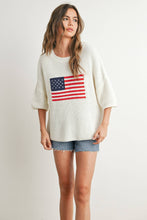 Ivory Multi Flag Print Knit Sweater