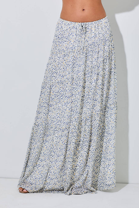 Ivory Multi Floral Maxi Skirt