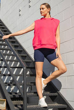 Flamingo Pink Sleeveless French Terry Oversized Hoodie