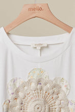 Ivory Lace Embroidered Short Sleeve Round Neck Top