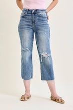 Light High Waist Judy Blue Jeans w/ Destroy Crop Wide Leg