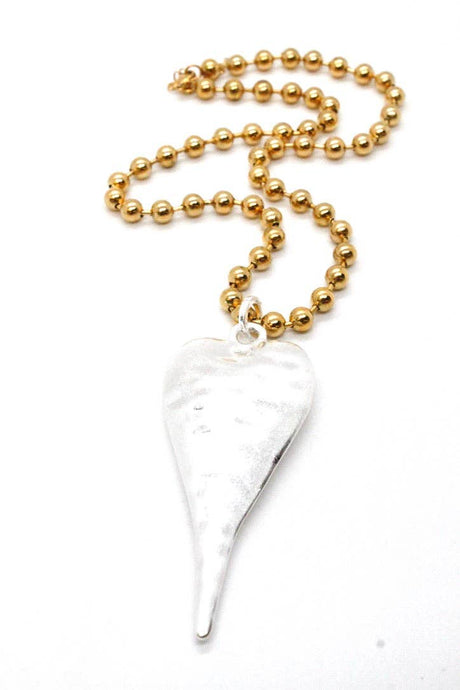 Single Gold Plate Ball Chain Necklace with Large Heart Charm N2-S2178g -The Classics Collection- (Copy)