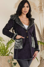 Navy Faux Fur Hooded Jacket